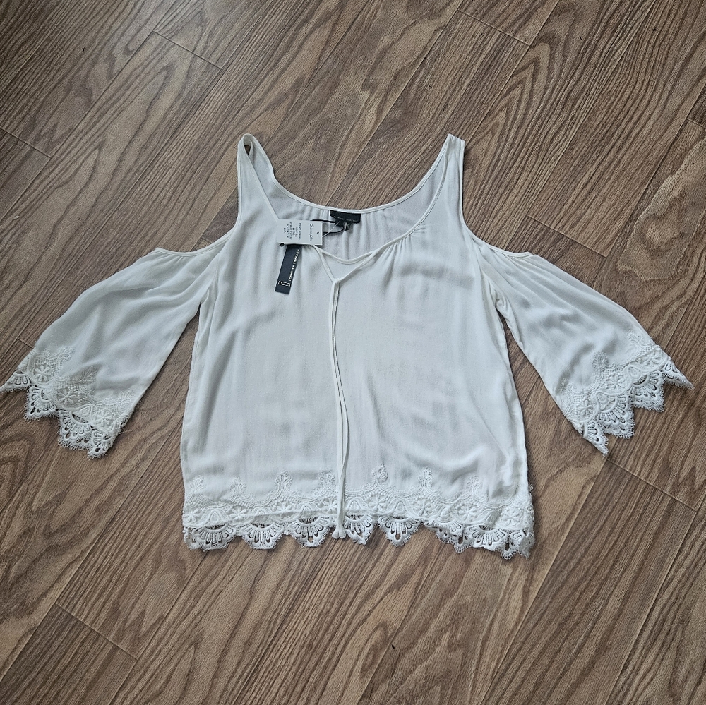 White Boho Crochet Blouse Cold Shoulder White Blouse Beach Top Dinner Top
